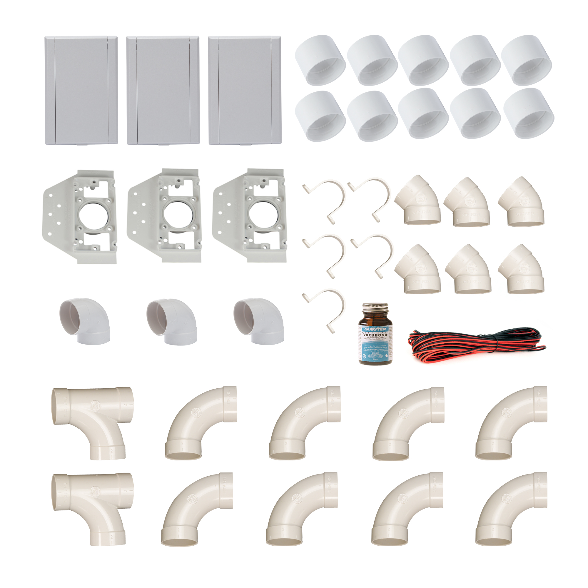 CVK030VVW 3 Saugdosen Einbau-Set VacuValve weiß