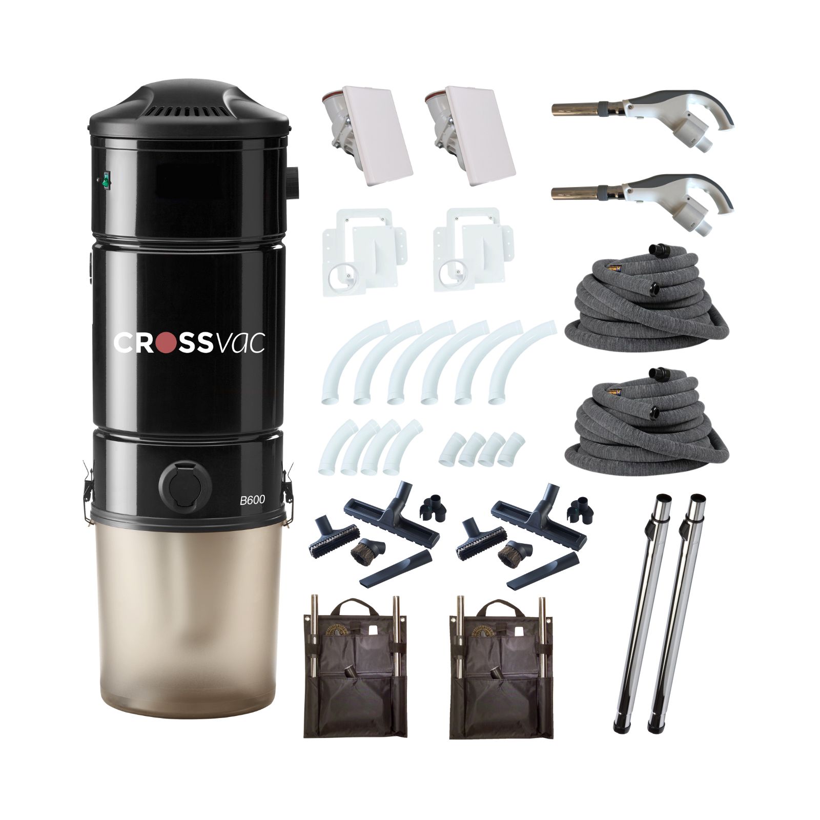 B600HAH Zentralstaubsauger Set B600 Hide-a-Hose mit 2x Schlaucheinzug und Installationsmaterial